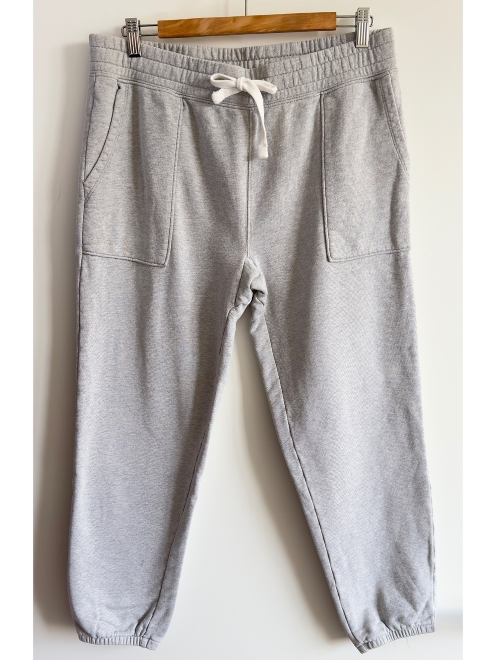 FRAME Gris Heather 100% Cotton Sweatpants Joggers Patch Pocket Drawstring Gray M